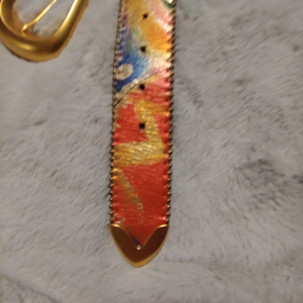 Belts by Simon metallic multi colored leather belt large - Picture 4 of 16